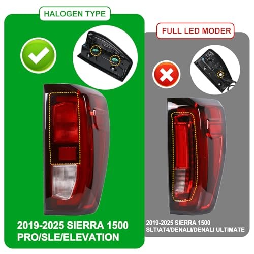 Tail Light Assembly Compatible With 2019-2024 Right Passenger Side Halogen Type
