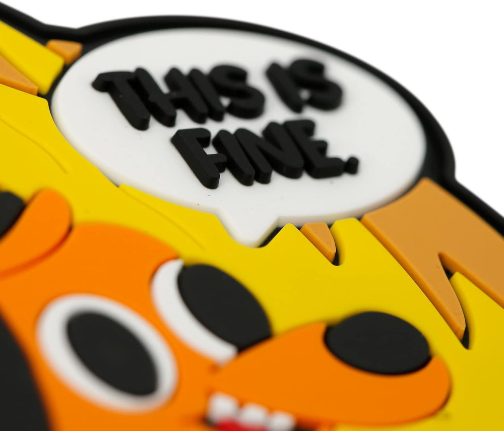 This Is Fine Dog PVC Patch, 1 Pc PVC Rubber Meme Morale Patch with Hook and Loop