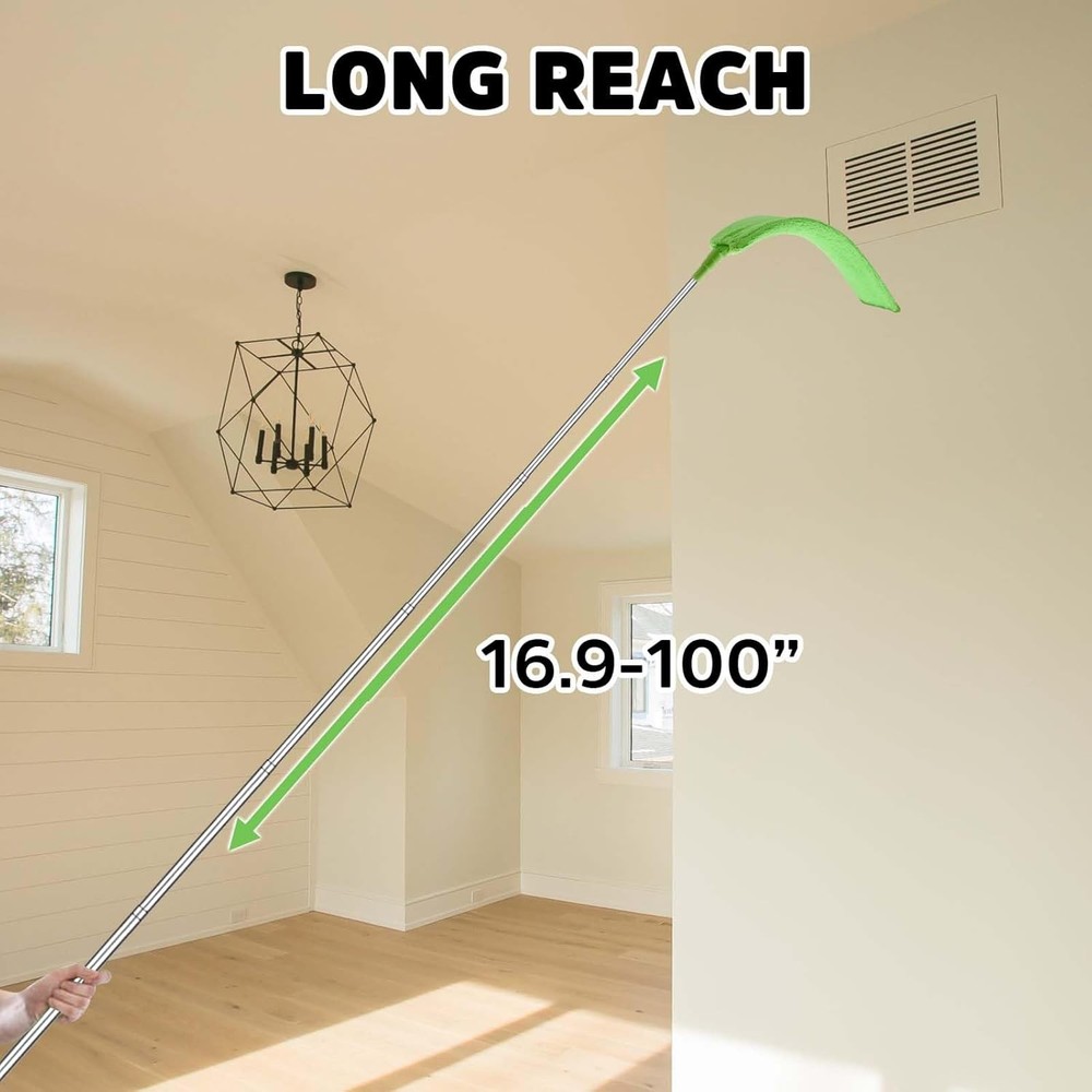 Cobweb Duster with Extension Pole, Bafezoze Ceiling Fan Duster with Long Handle,