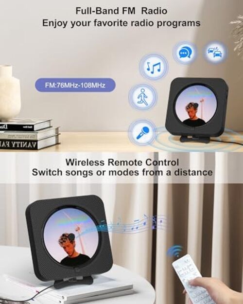 CD Player Portable Bluetooth Desktop CD Player for Home, Mini Cute CD Players