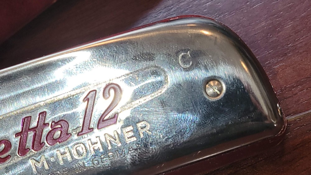 Vintage Hohner Chrometta 12 Harmonica & Case "C"