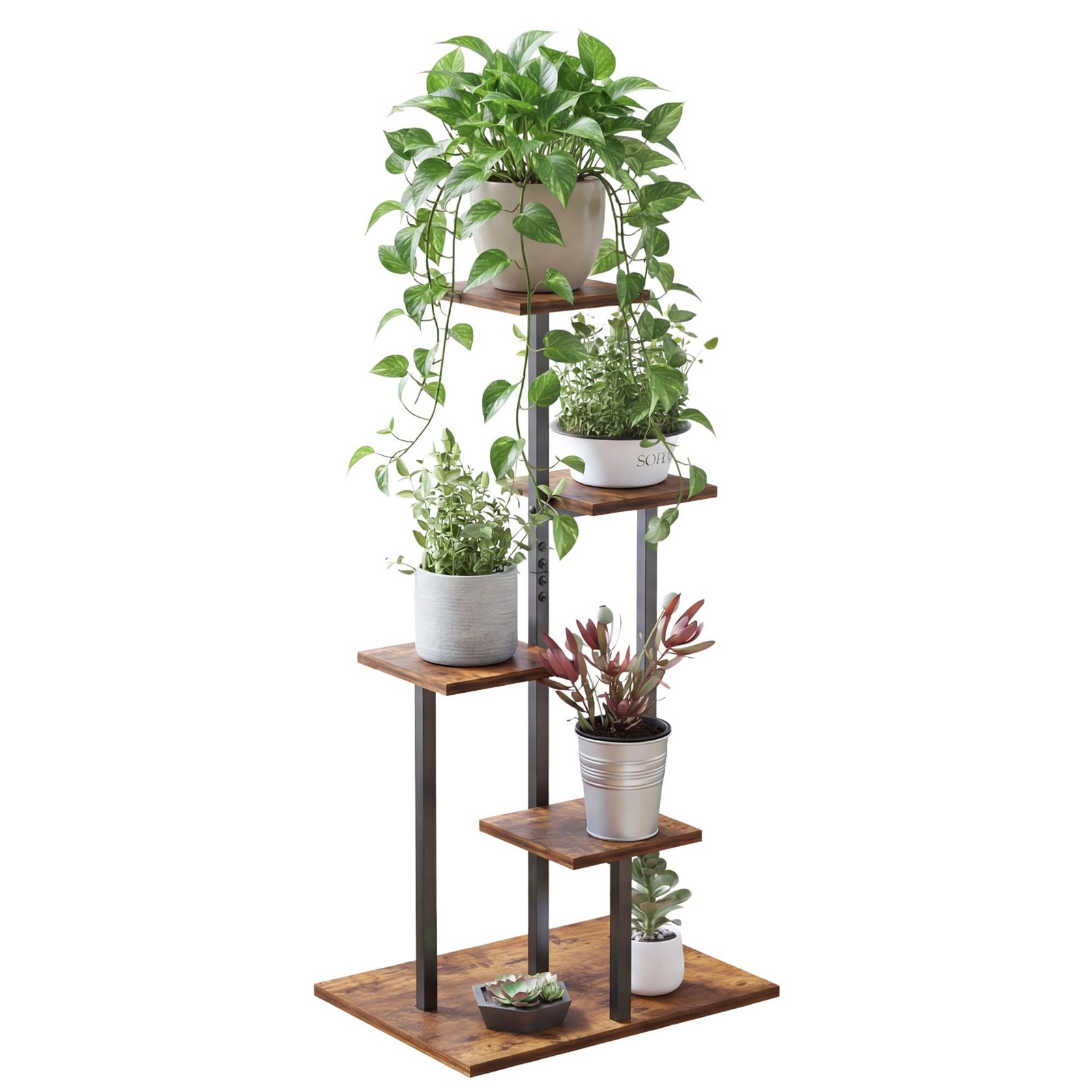 VonDream 4 Tier Plant Stand Indoor, Tiered Stands for Indoor Brown