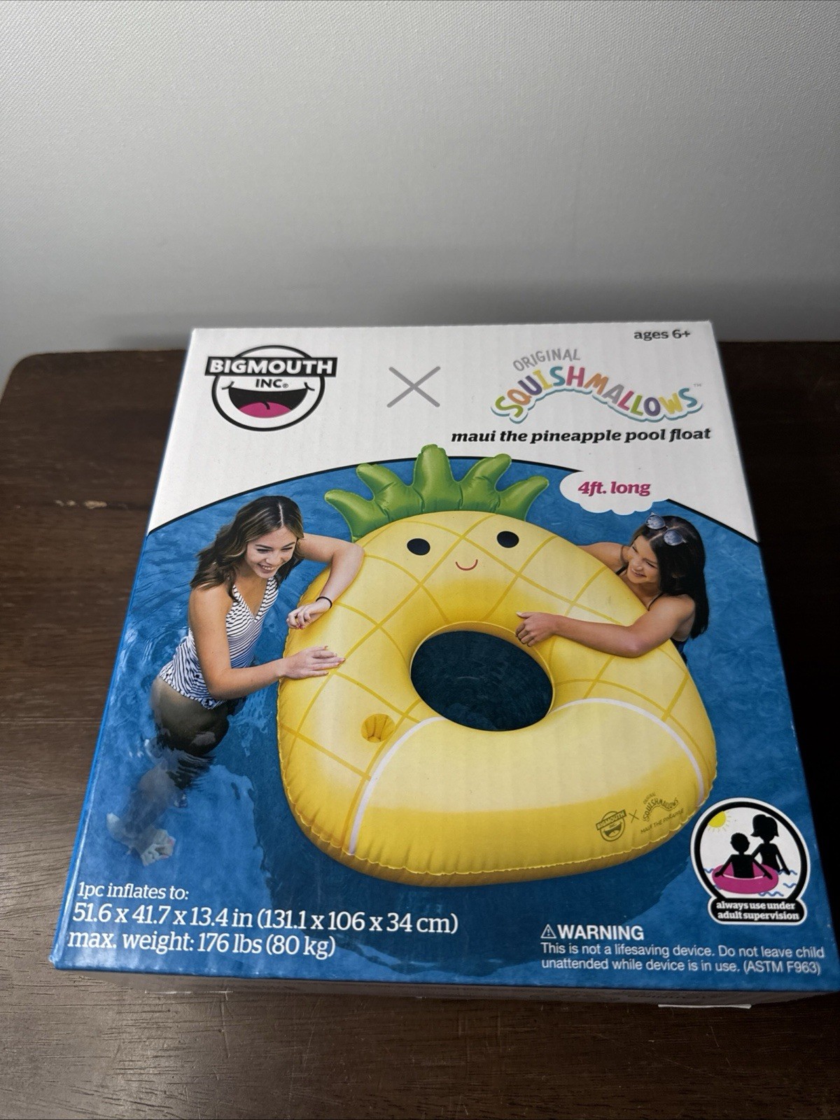 BigMouth, Squishmallows Maui the Pineapple Pool Float, 51.6" x 41.7" x 13.4"