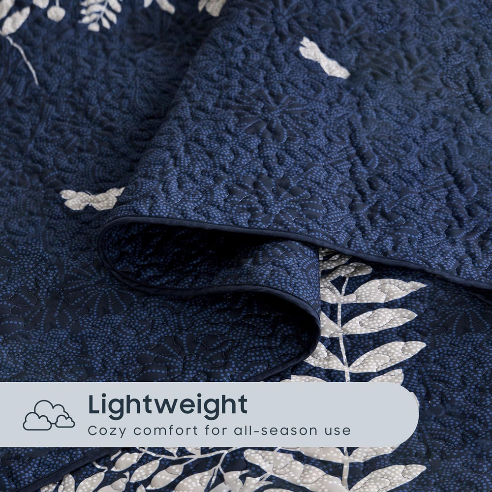 - Floral Quilt Set, Botanical Elegant Flower Tree Leaf Modern Pattern Printed, R
