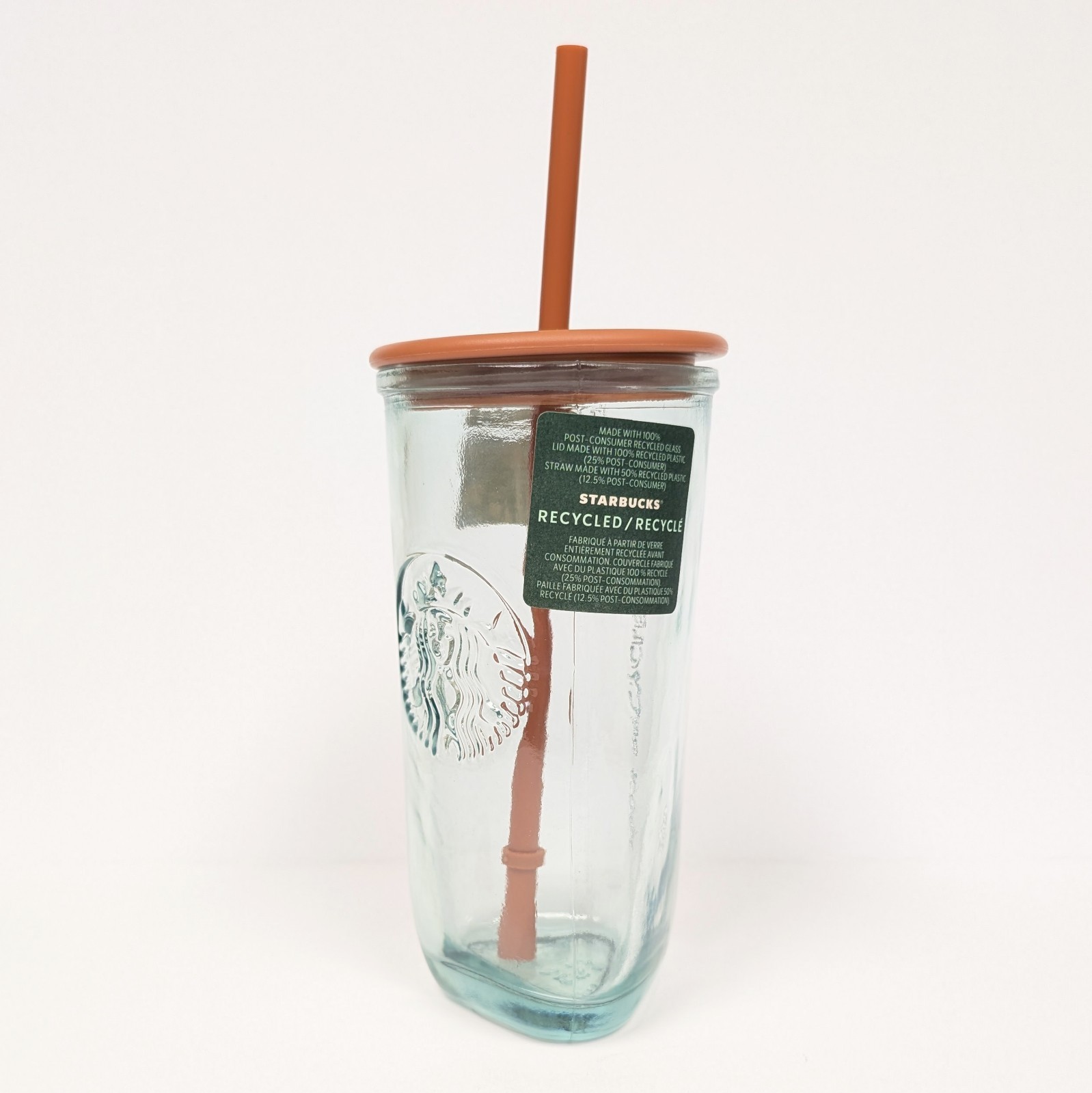 Starbucks Recycled Glass Triangle Bottom Cold Cup Tumbler, 16 oz, Grande Brown