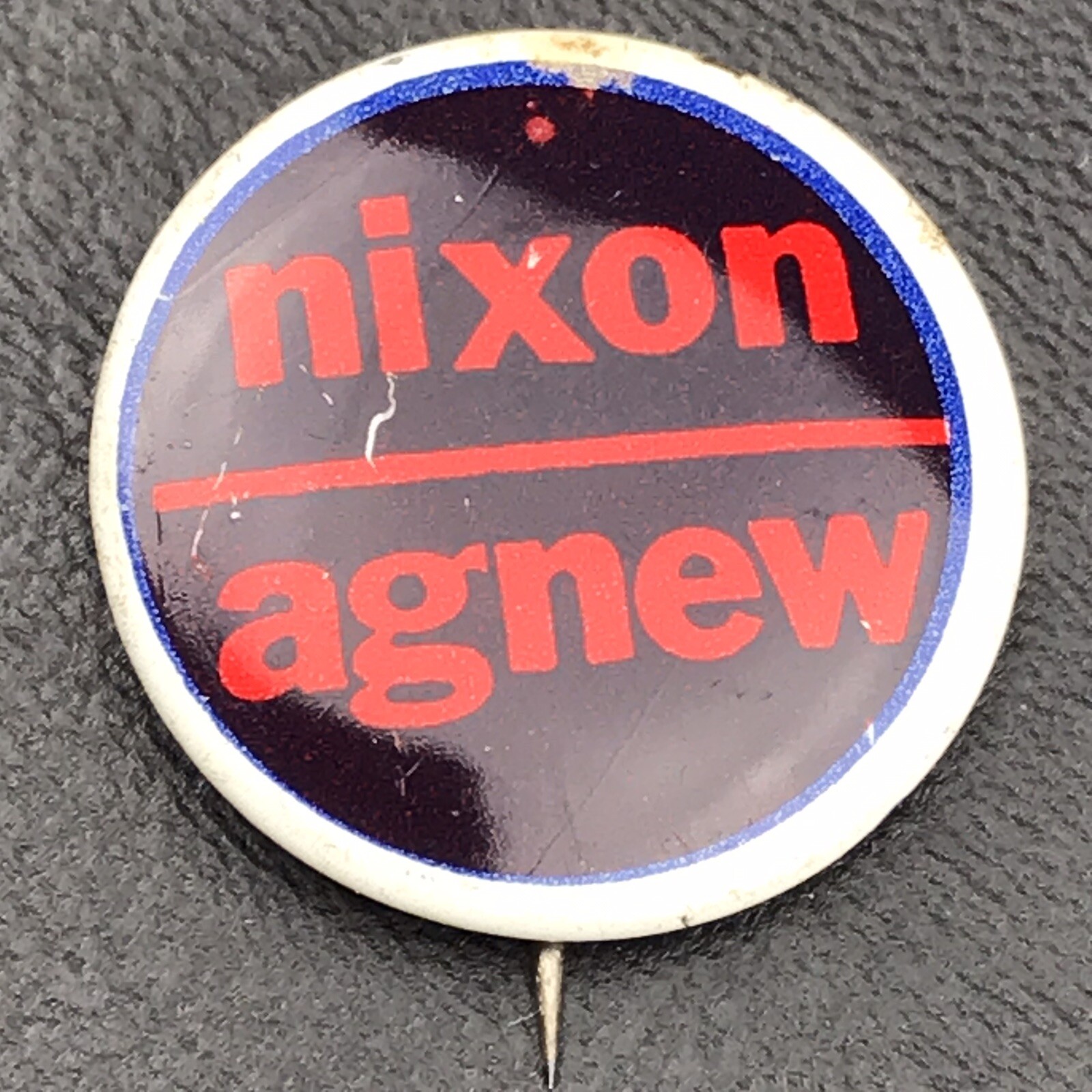 Nixon Agnew Black and Red Small Political Campaign Pin Button Pinback