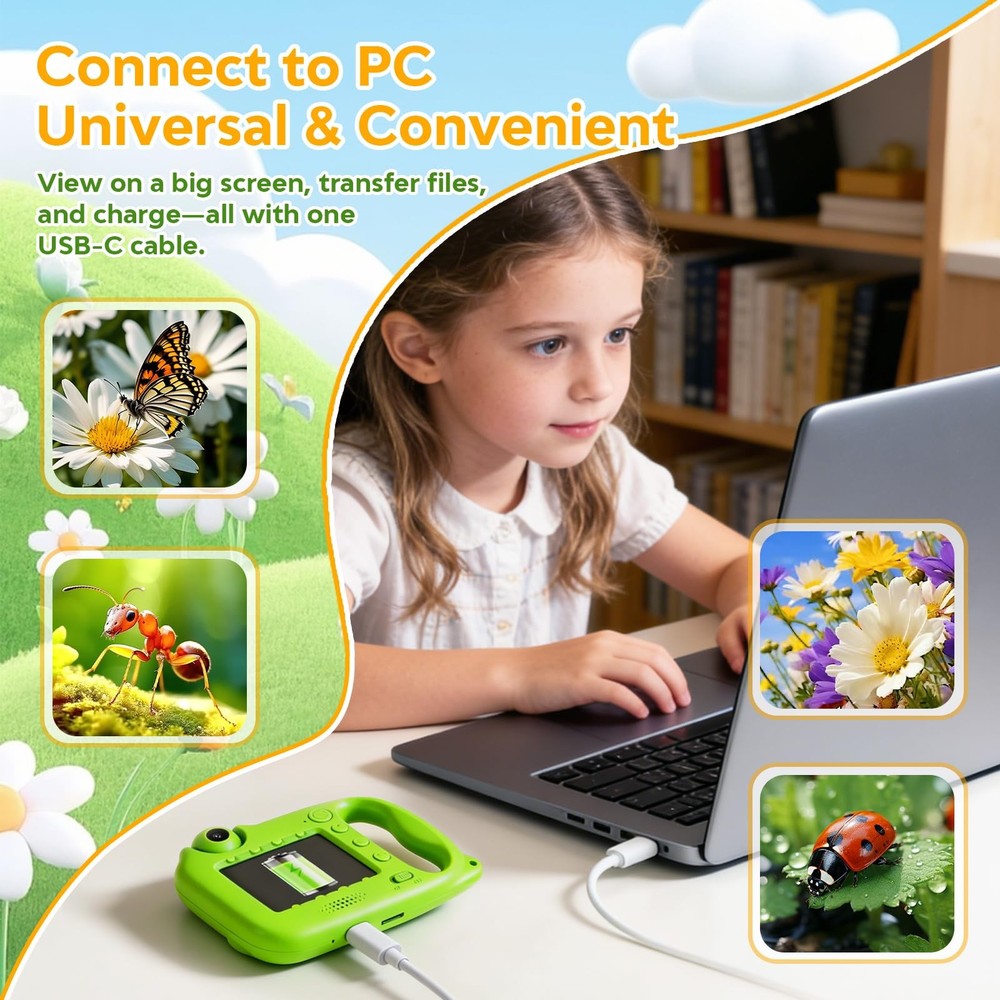 Microscope for , 1000X Handheld Digital Microscope with 2.4" IPS Screen, USB-...