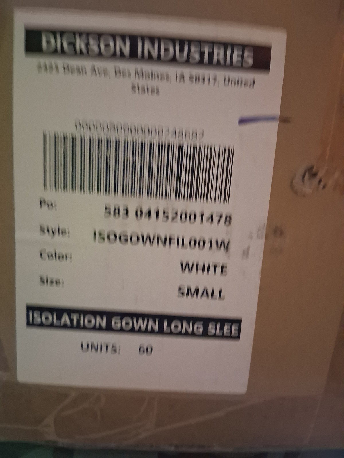 Dickson Industries non surgical gown.