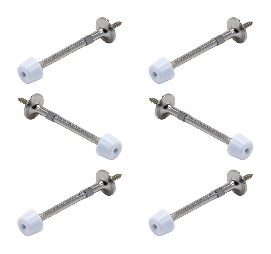 Premium 3" Rigid Solid Door Stops with Rubber Tip- SATIN CHROME-6PK