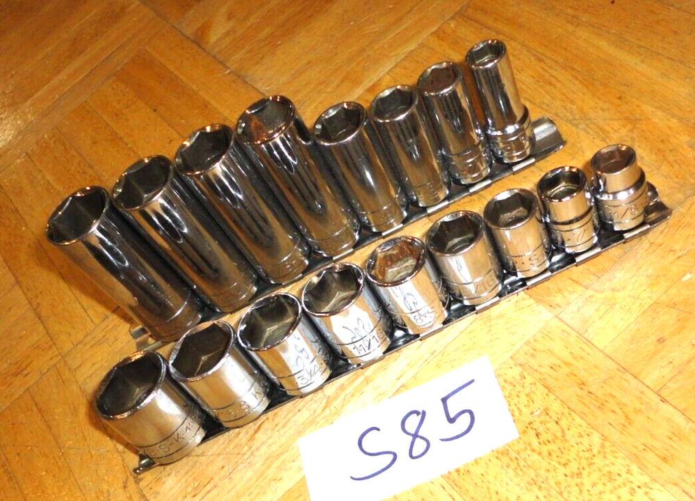 S-K TOOLS 17 PIECE 3/8 DRIVE SHORT & DEEP SAE. SOCKET SETS