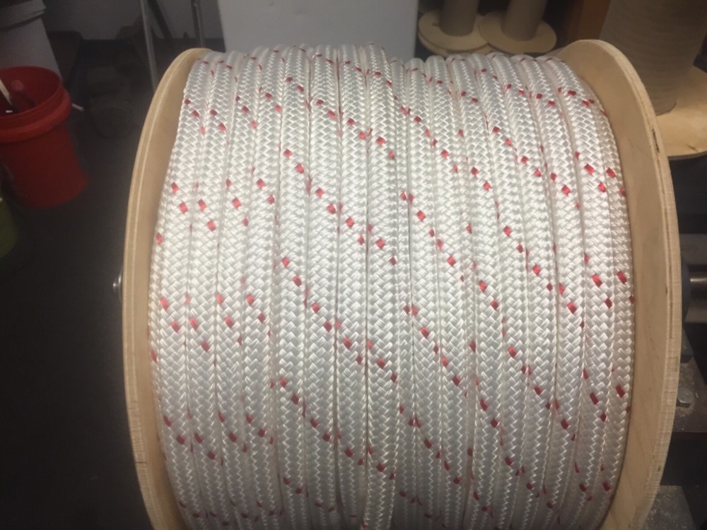 5/8” polyester double braid American made white red