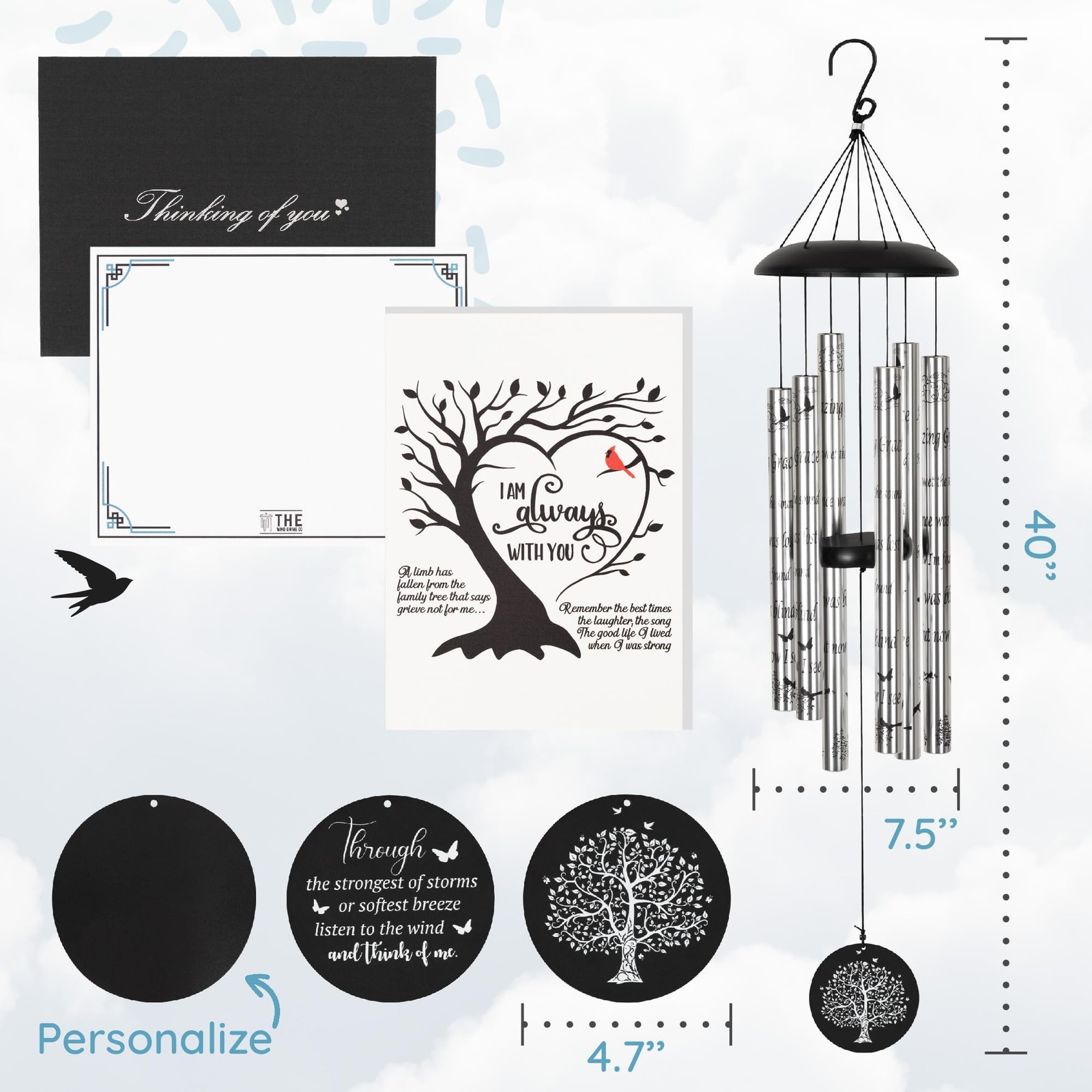 The Wind Chime CO Deep Tone Sympathy with 6 Andonized Silver