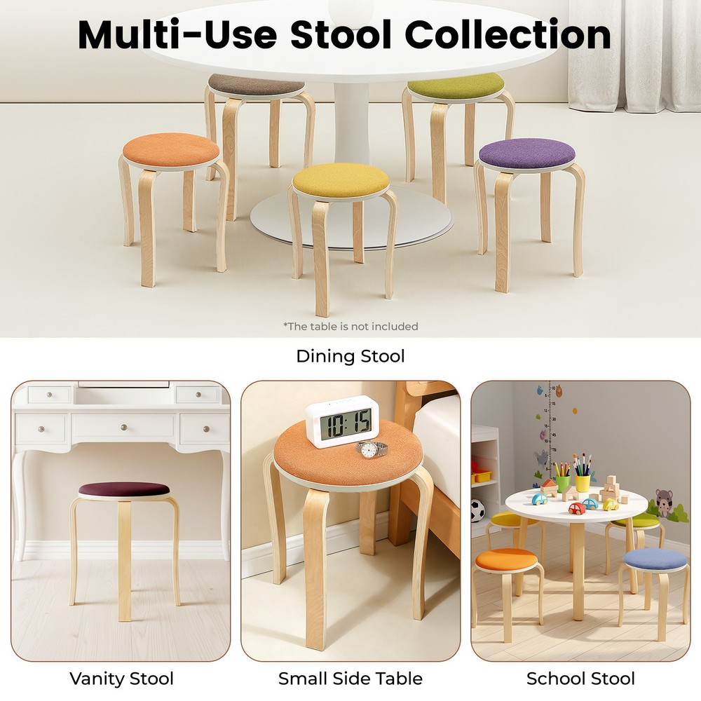 Stackable Stools, Stackable Round Stools, Set of 8 Stacking Wooden Stools NEW