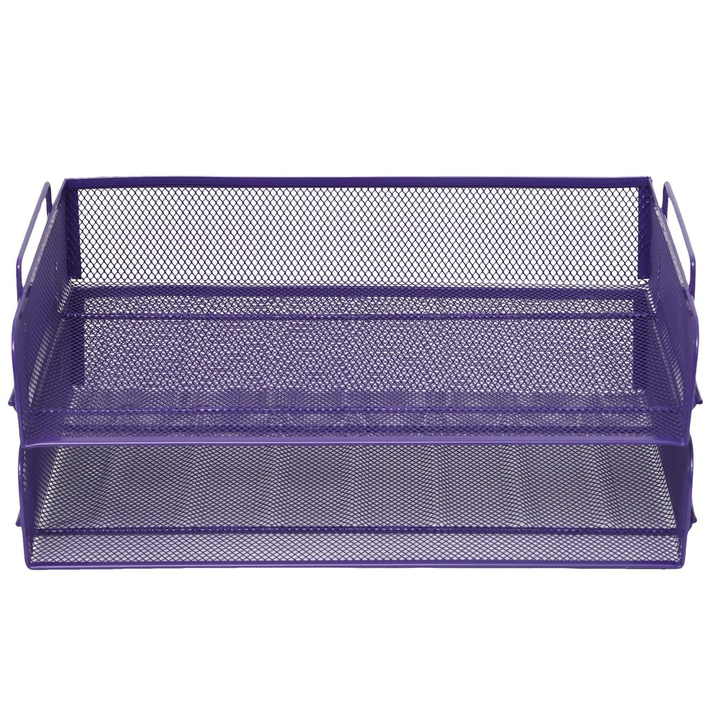 2 Pack Stackable Desk Paper Tray, Metal Mesh Desktop Document Letter File Org...