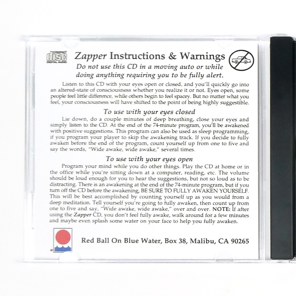 REVERSE AGING HYPNOSIS Zapper CD Dick Sutphen ANTI-AGE Younger self meditation
