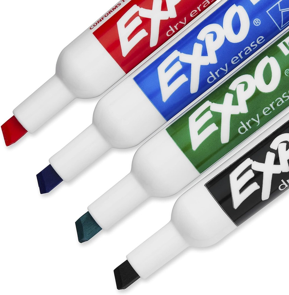 6pcs Low Odor Dry Erase Marker Set with White Board Eraser & Cleaner, Chisel Tip