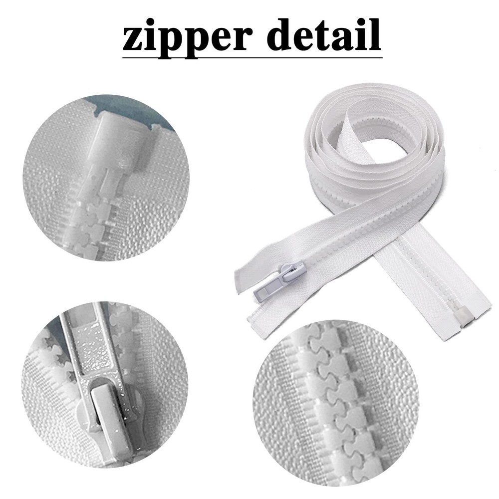 2PCS #5 28" Jacket Zippers White Molded Plastic Sewing Tailor Tools DIY