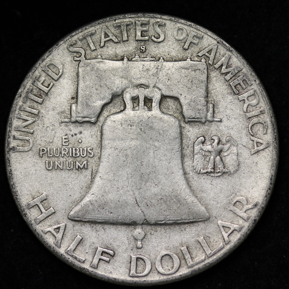 1949-S FINE / VF SILVER FRANKLIN HALF DOLLAR 