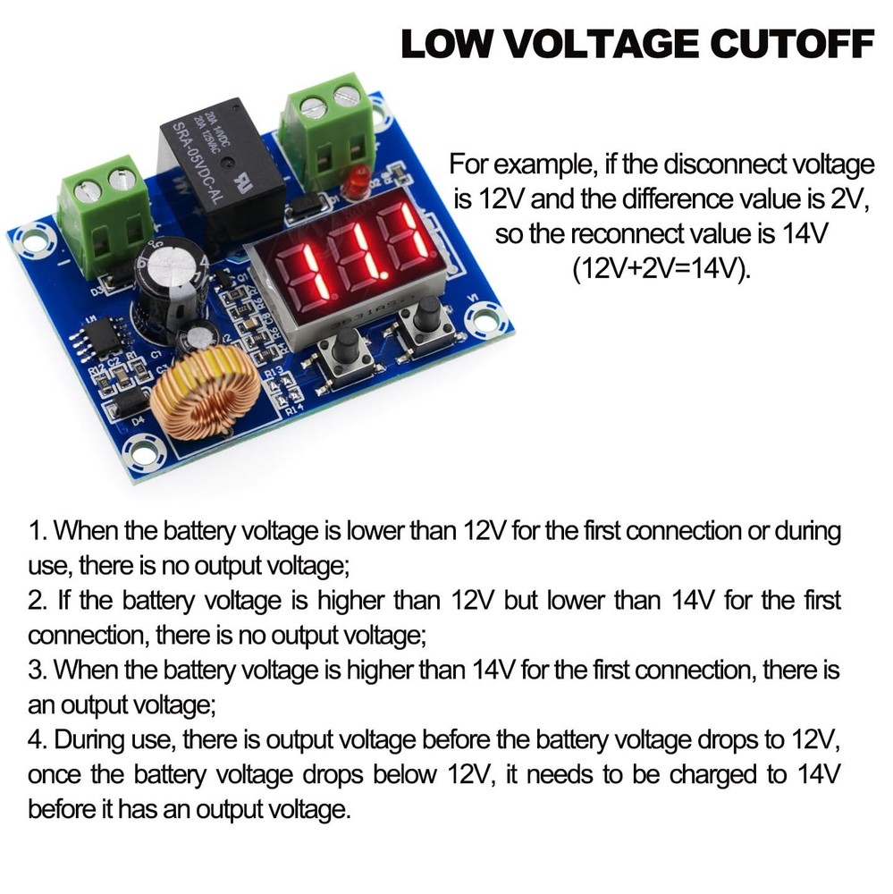 2 PCS Low Voltage Cutoff, DC 12V-36V 20A Disconnect Switch, multi