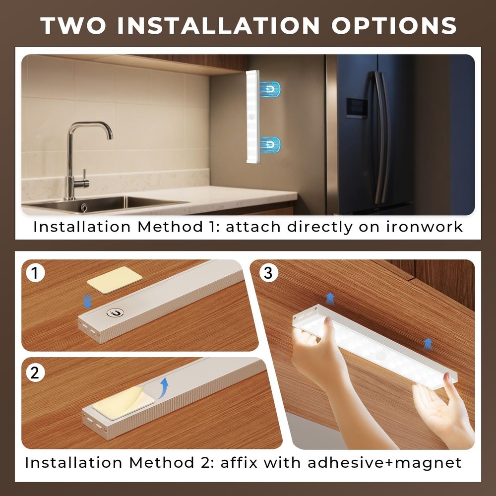 Under Cabinet Lighting, 6Pack Motion Sensor Light Indoor with 3 Color Temps, ...