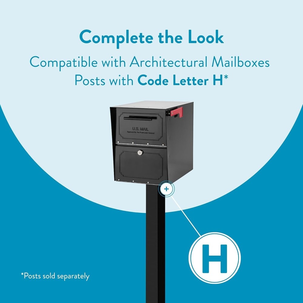 Oasis Classic Locking Post Mount Parcel Mailbox with High Security Reinforced...
