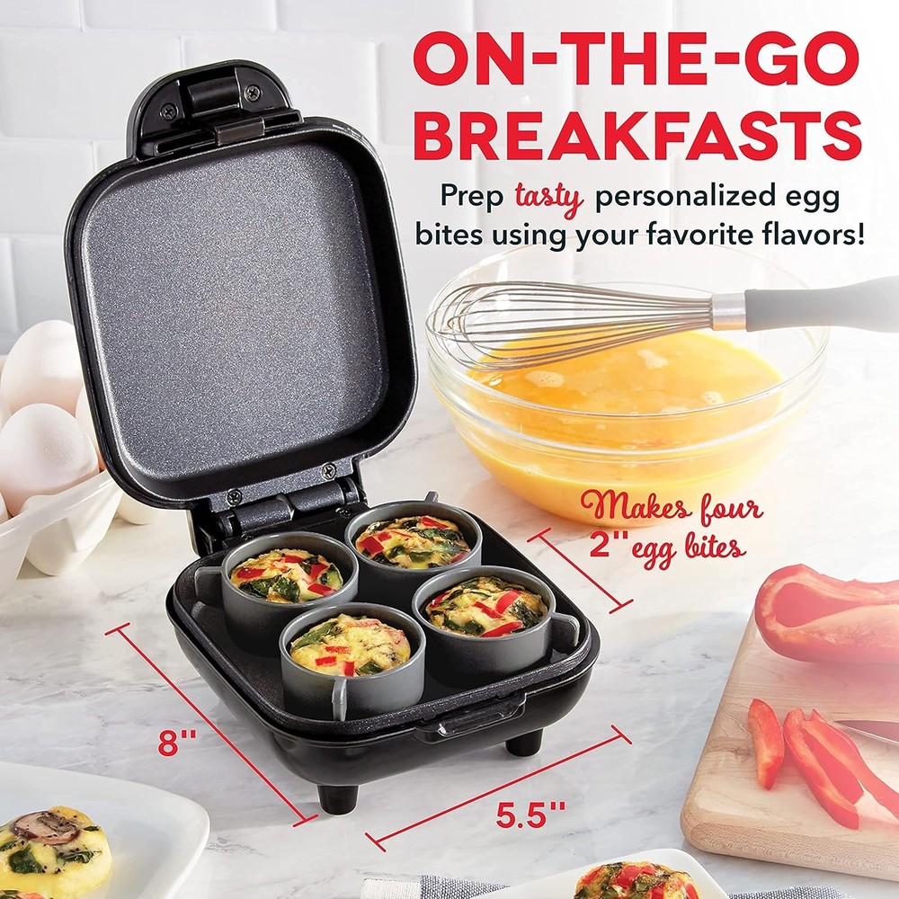 DASH Deluxe Sous Vide Style Egg Bite Maker with (1 large, 4 mini), Black