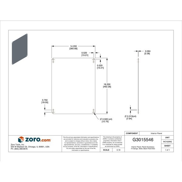Wiegmann Np2016c Interior Panel, 14 Gangs, Steel, Back Panel Box Type