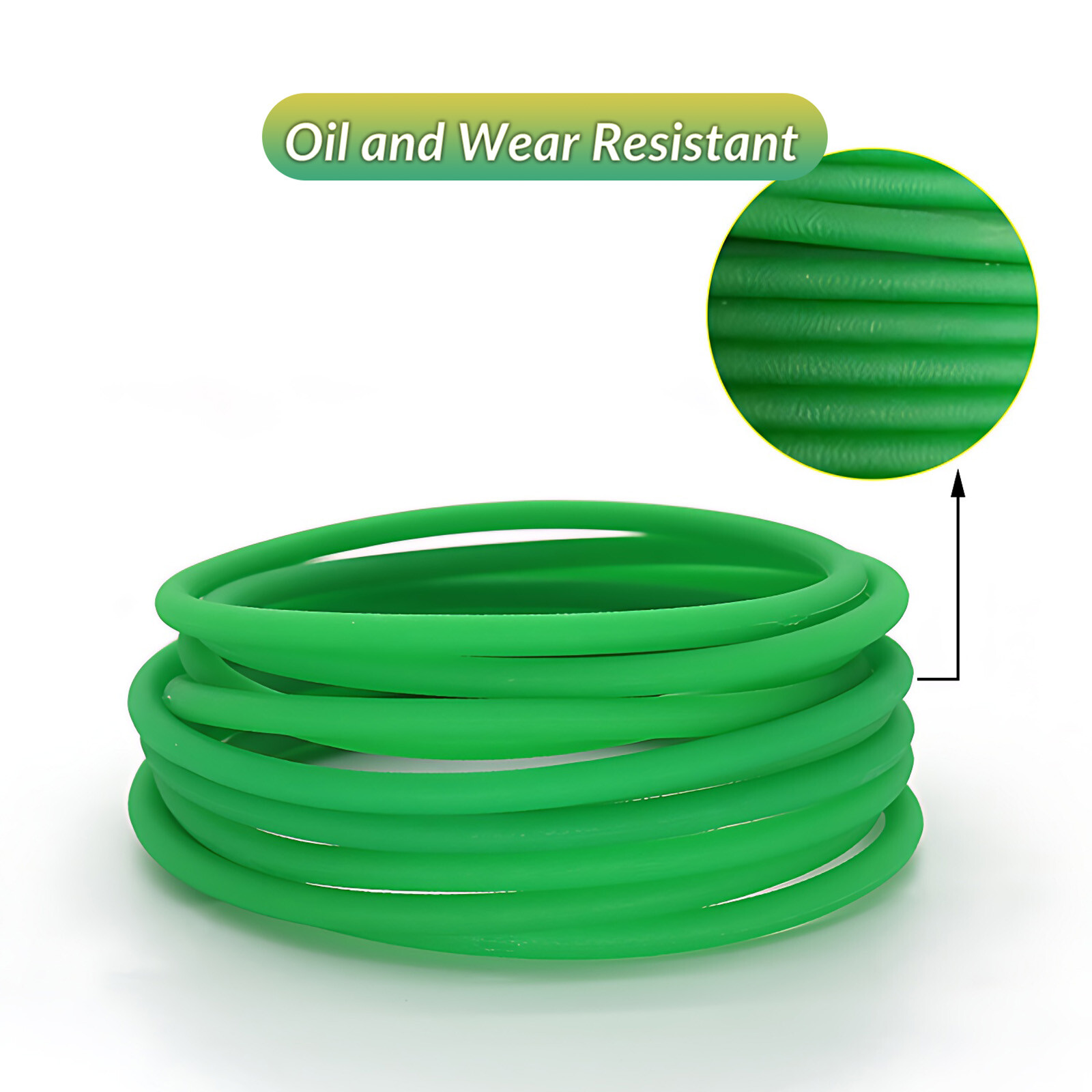 PU Green Solid Round Belt Polyurethane Close Loop Drive Belting Diameters 2-10mm