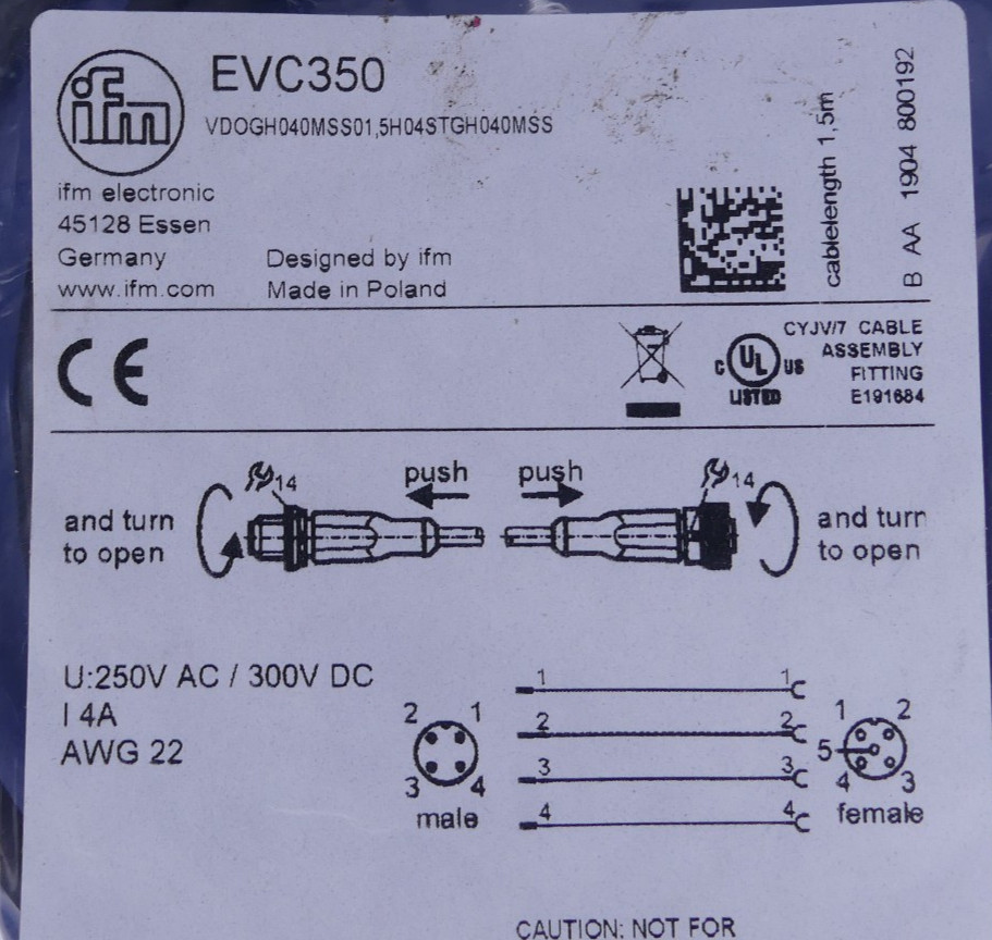 IFM ELECTRONIC Sensor Cable EVC350