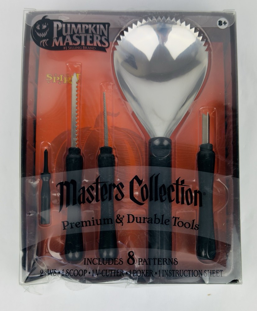Pumpkin Masters Carving Kit~Masters Collection 5 Tools, 8 Patterns New in Box