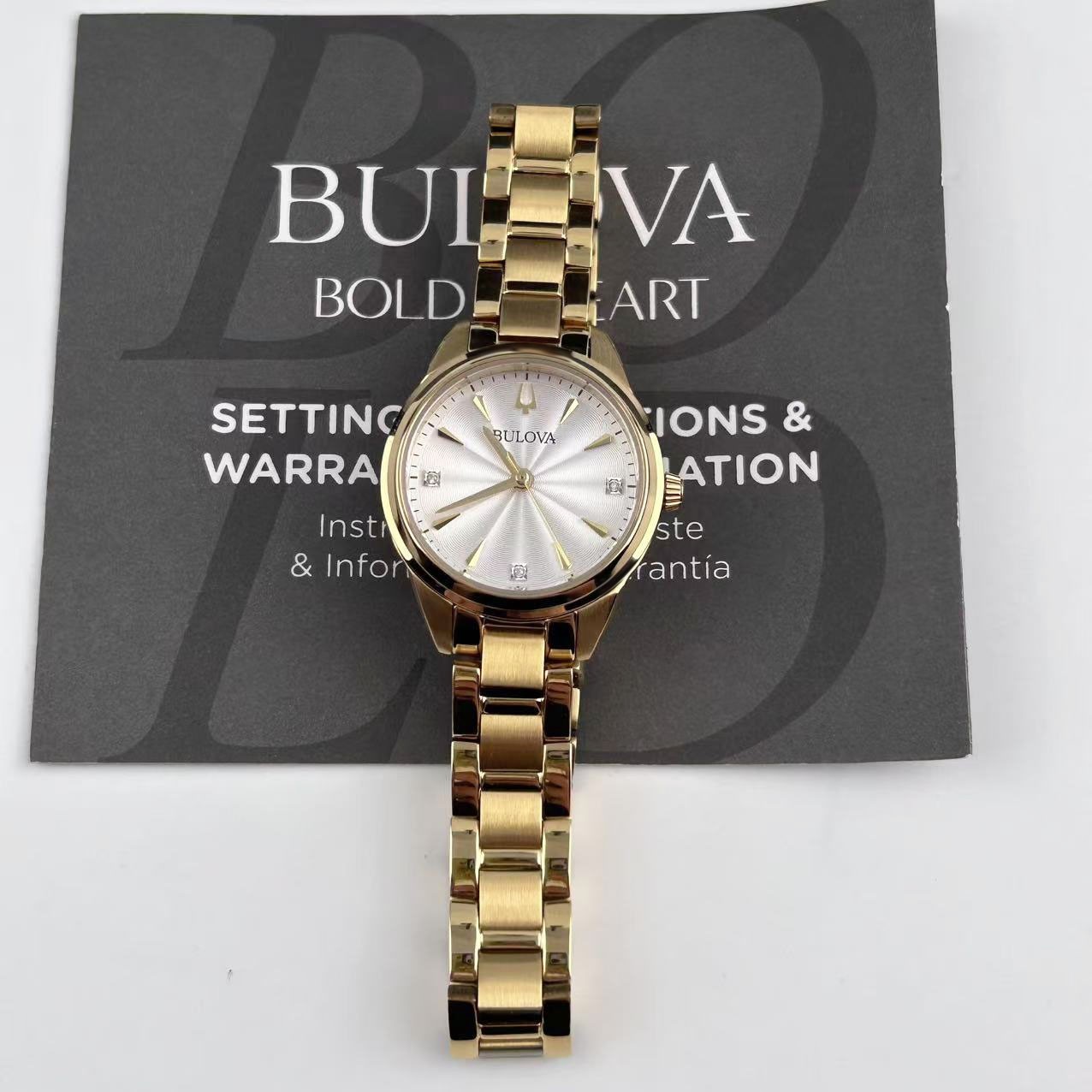 New Bulova Sutton 97P150 White Diamond Dial Stainless Steel Women's Quartz Watch