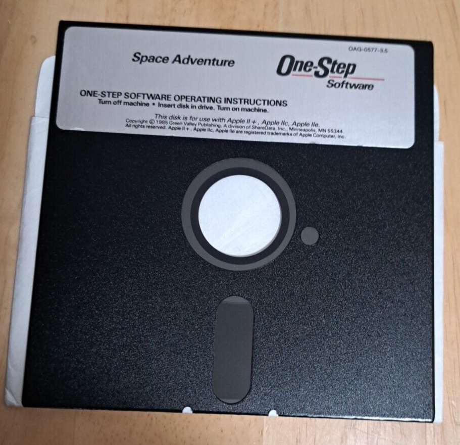 4 One-Step Software Floppy Disk 5.25 Apple IIC II,IIE Space,Budgeter, Math,Fore!