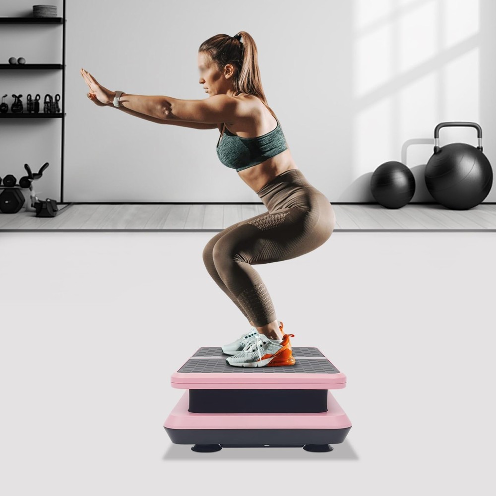 Vibration Plate Exercise Machine Adjustable Speed Full-Body Workout with Bands