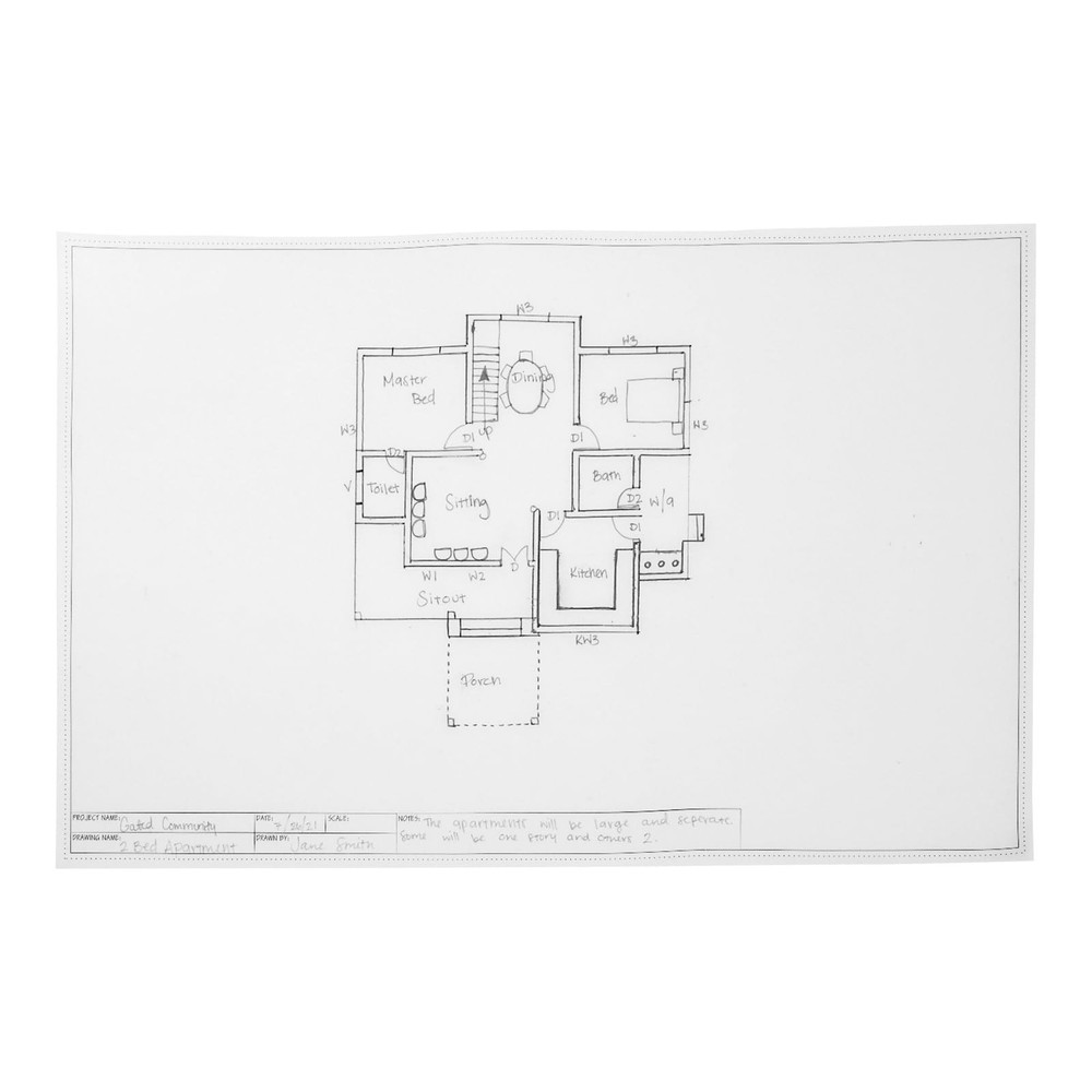 11x17 Translucent Vellum Drafting Sheets with Title Block 20 Pack