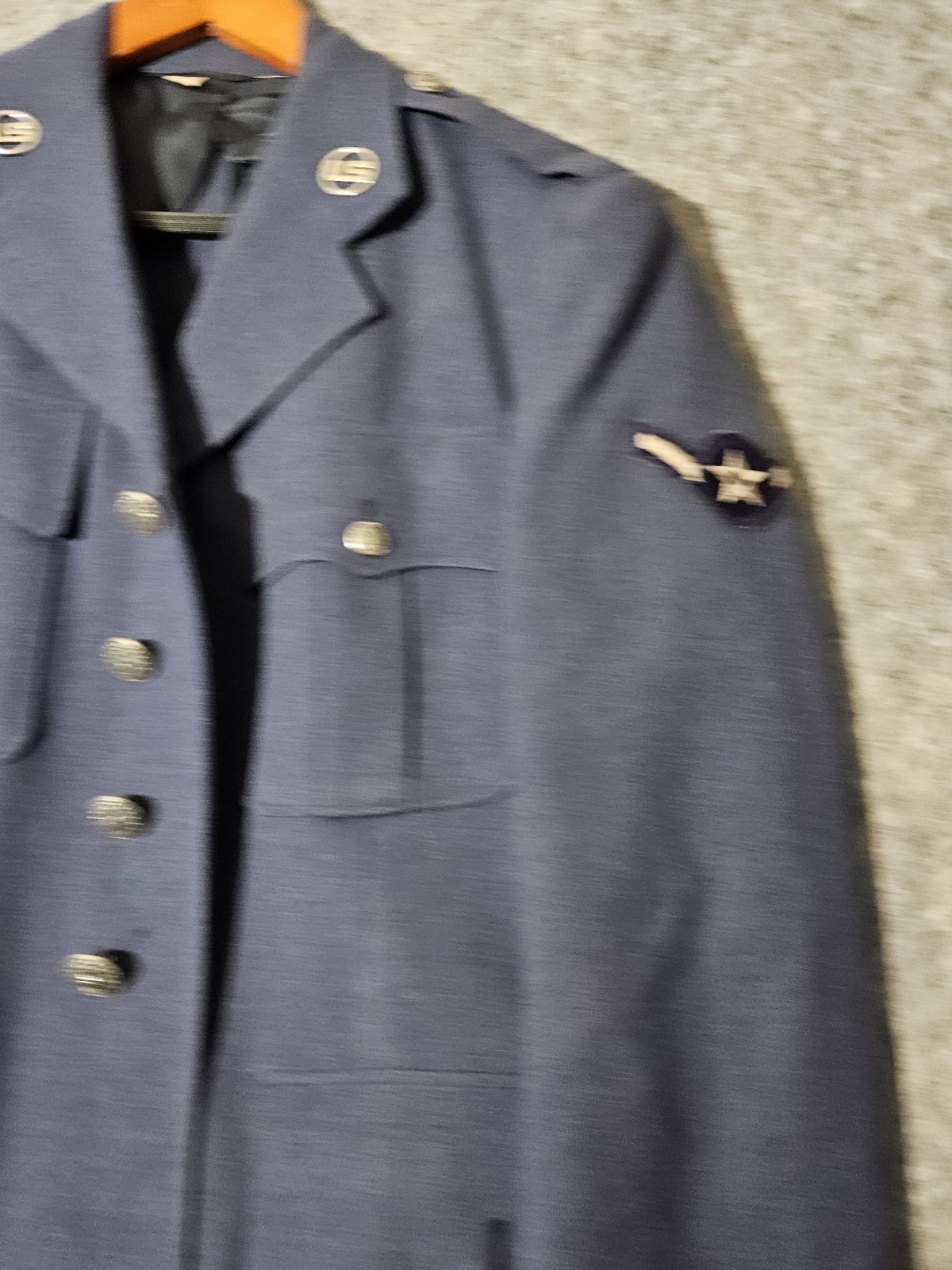 Vintage US Air Force Military Uniform Jacket 37R USAF Blue Wool