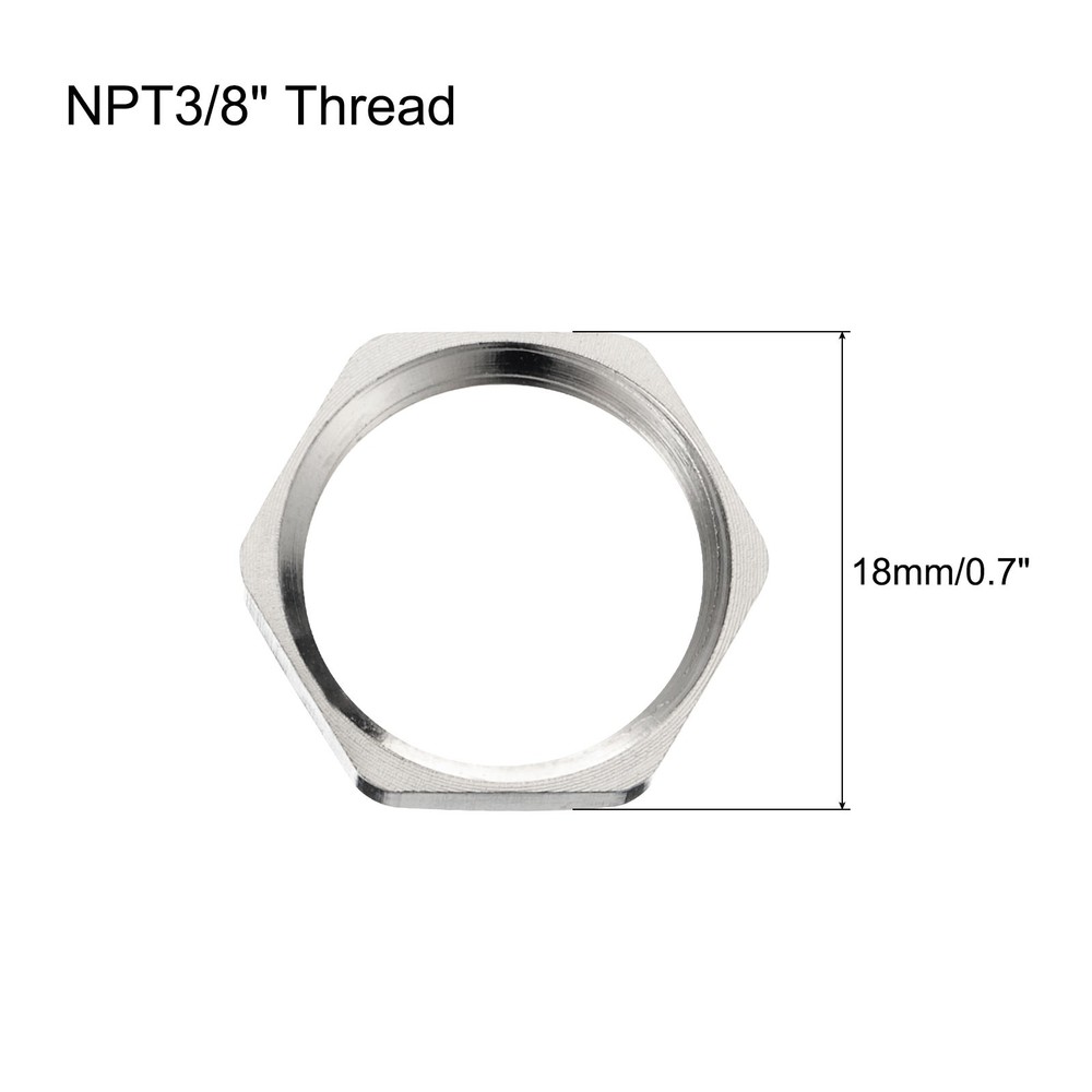8PCS Cast Pipe Fitting Hex Locknut Nut NPT3/8" Female Thread Silver Tone