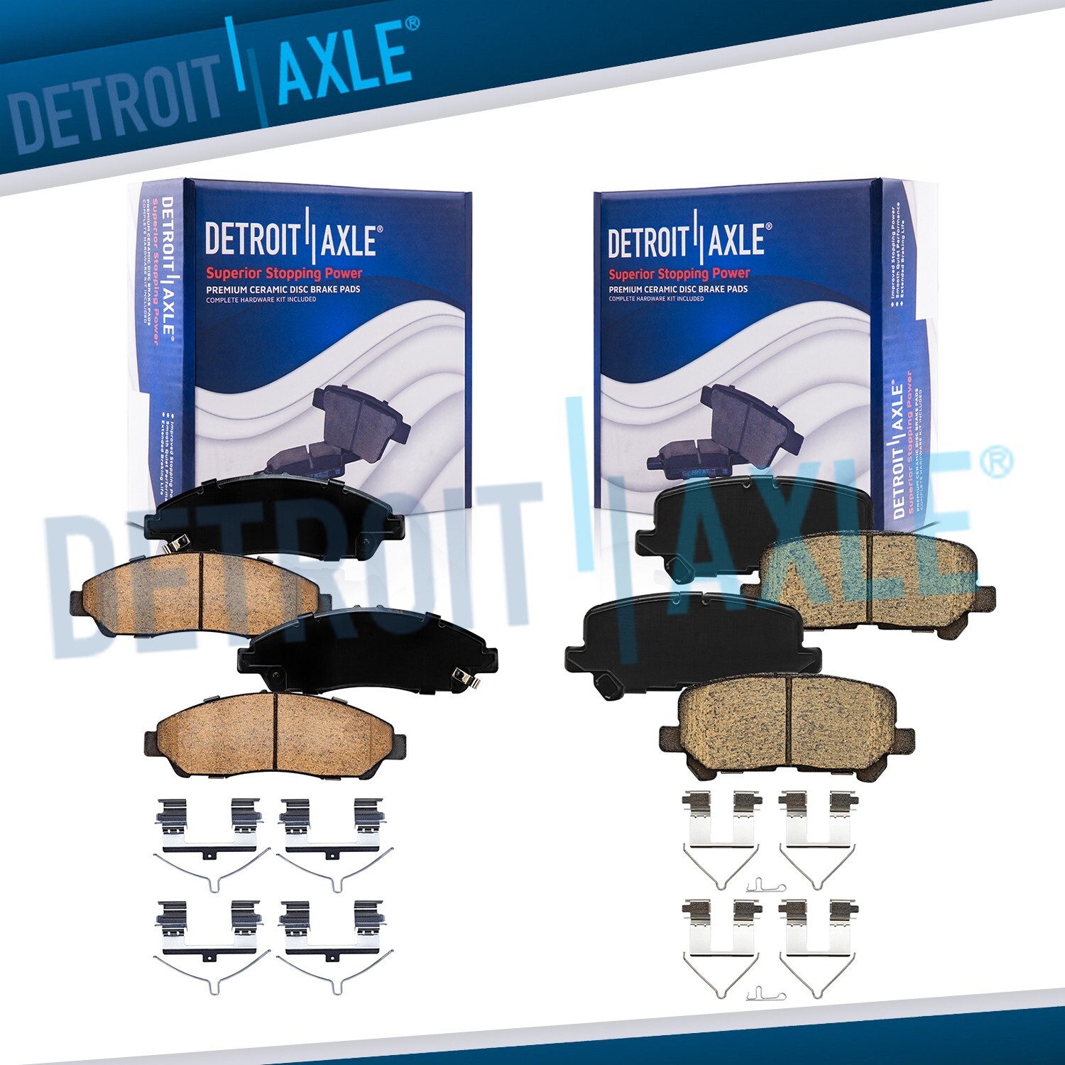 Front Rear Ceramic Brake Pads w/ Hardware for Acura MDX Honda Pilot Ridgeline