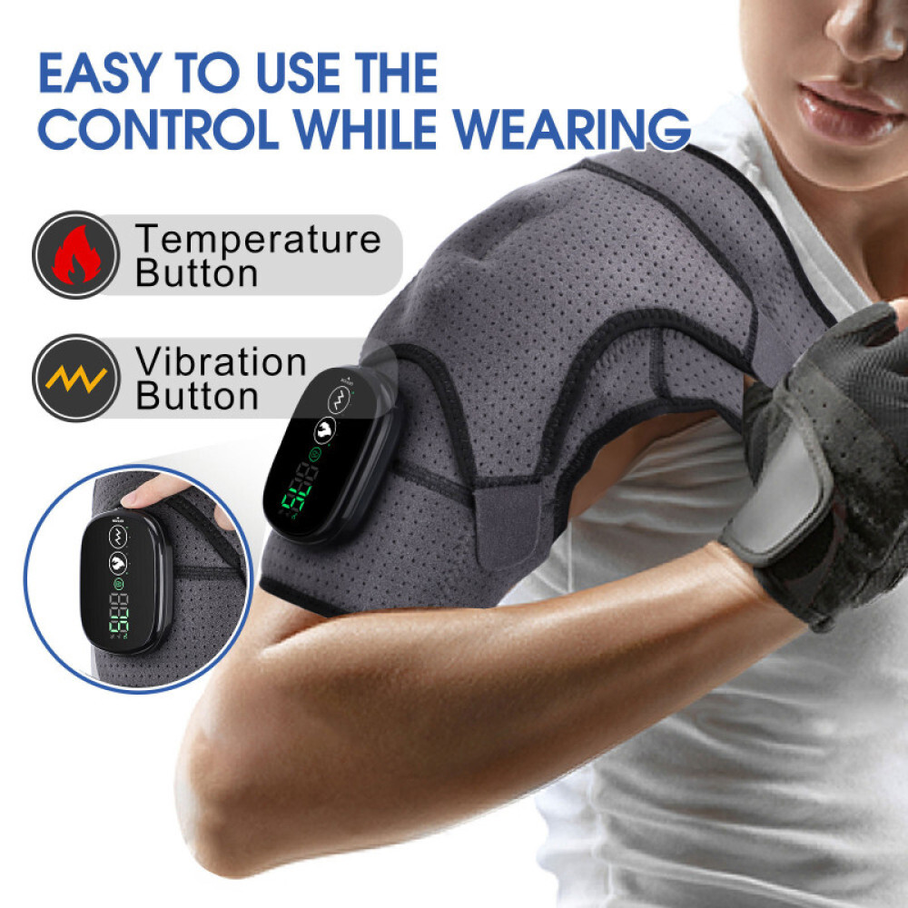 Electric Heated Shoulder Joint Brace Support with Vibration Relief Pain Massager