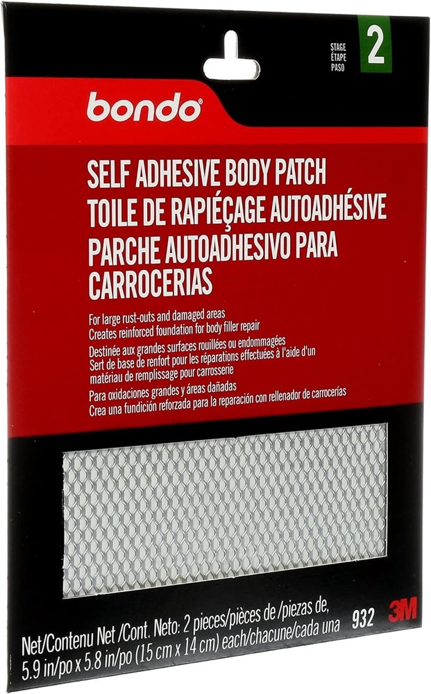 Bondo Self-Adhesive Body Patch, For Large Rust-Outs and Pack, Metallic
