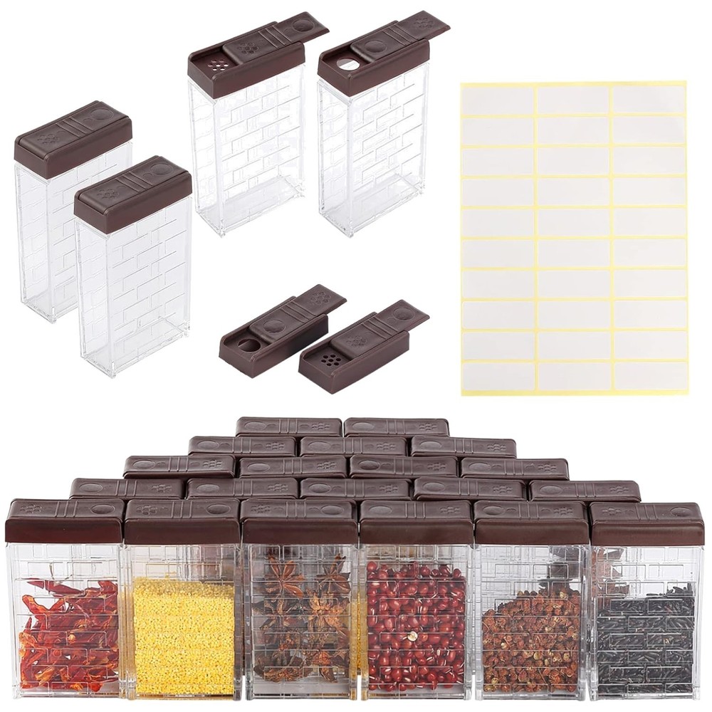 Airtight Spice Containers 24-Pack - Eco-Friendly