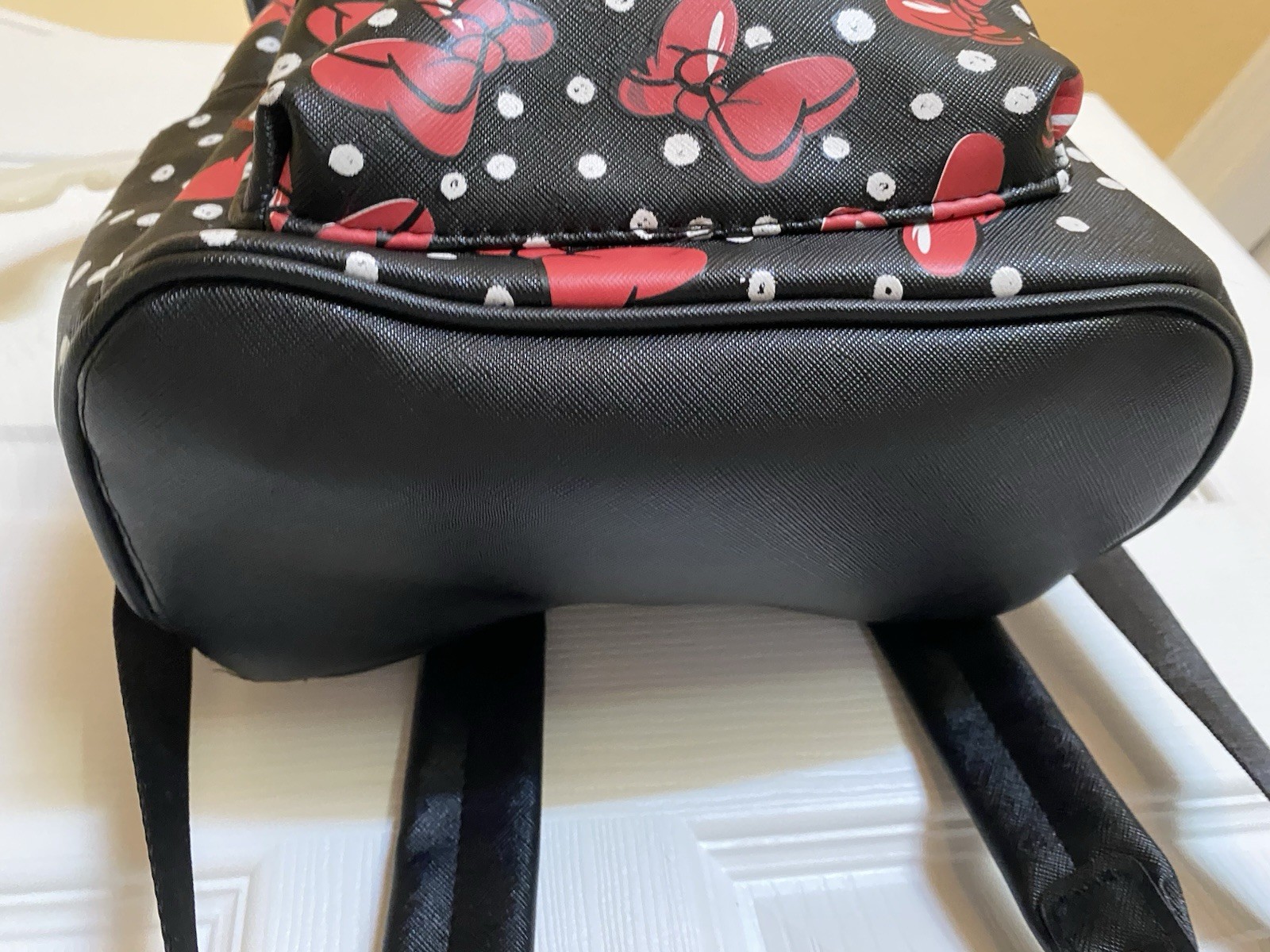 Disney Parks Minnie Mouse Mini Backpack Black Quilted Ears with Red Bow NEW