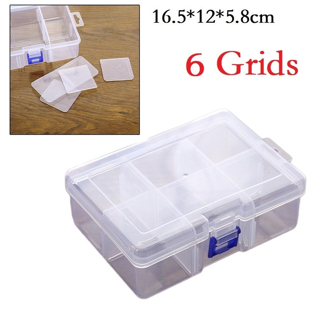 Secure Lockable Plastic Organizer Case with 6 Grids for Small Accessories