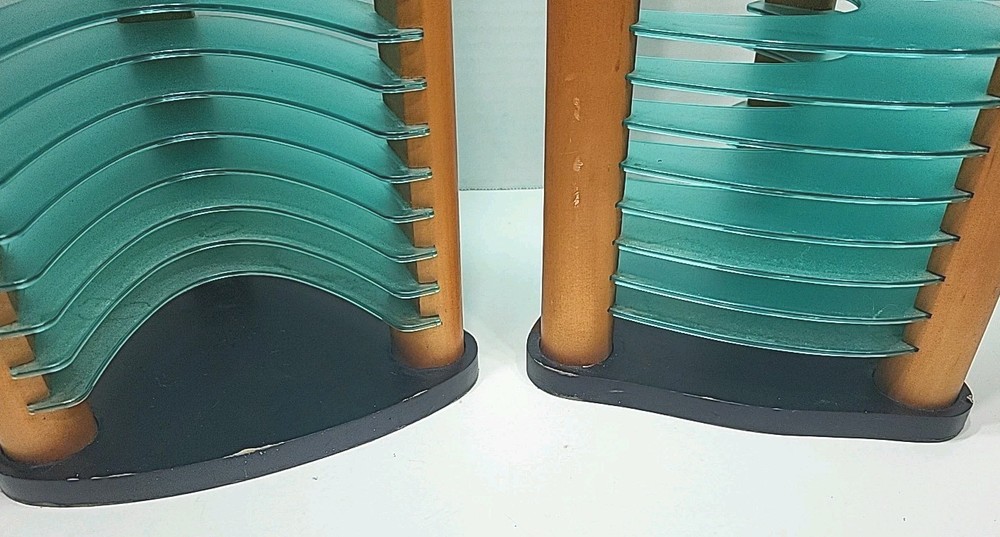 2 Rare Atlantic Turquoise 20 CD Storage Hold Towers Stackable Triangle