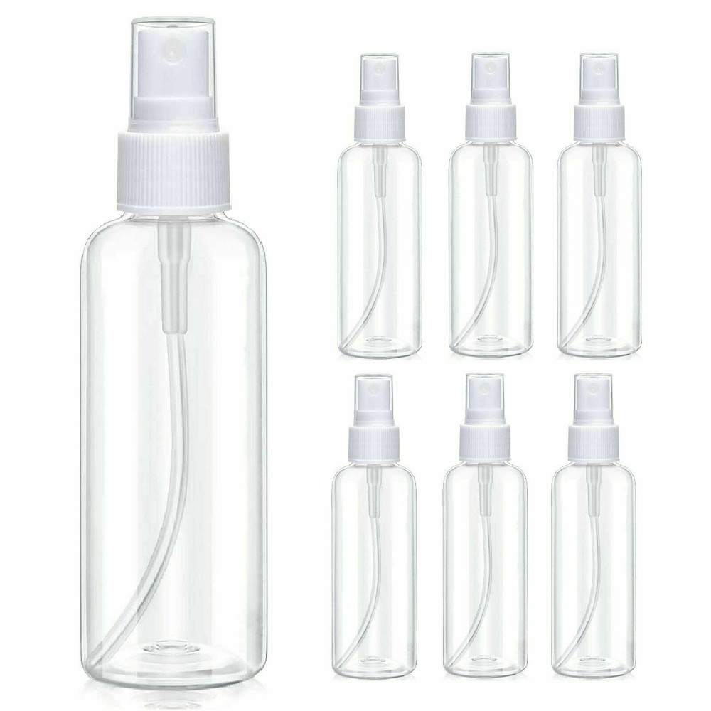 6Pack 100ml Travel Spray Bottle Plastic Transparent Perfume Empty Atomize 3.5oz