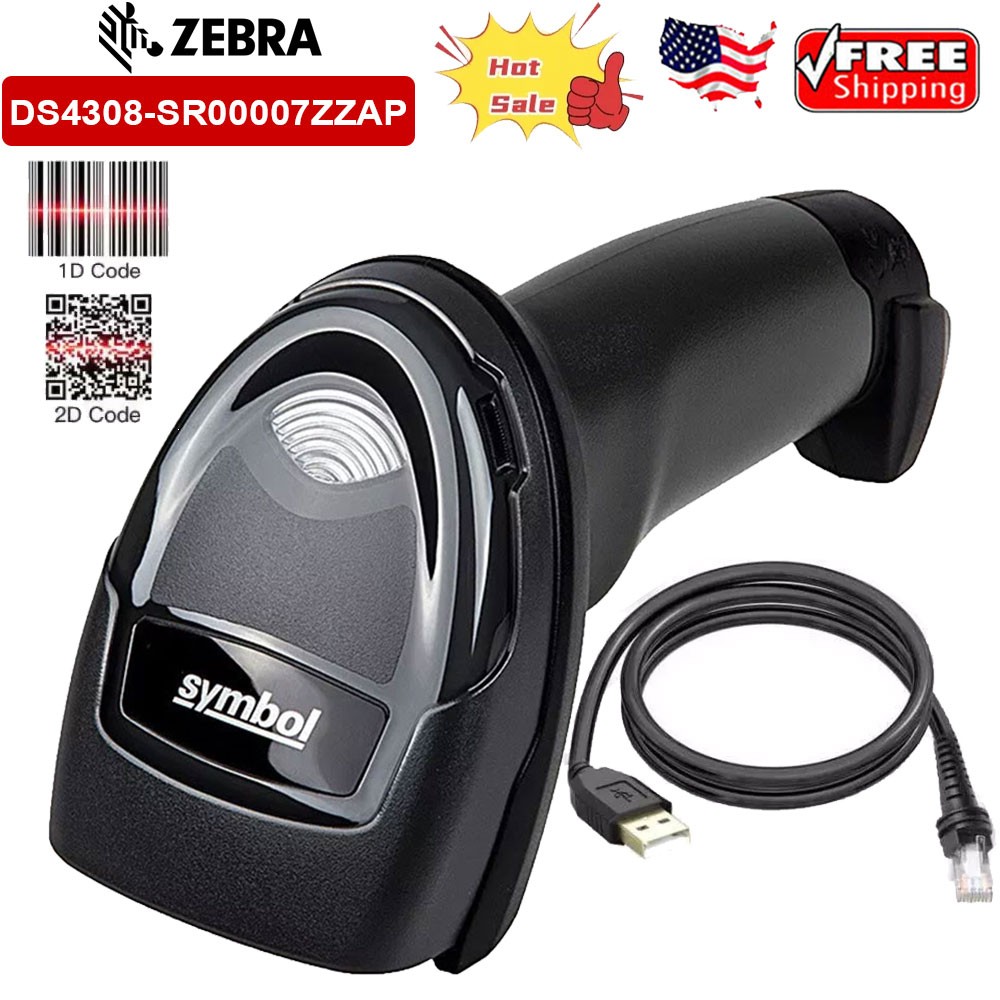 Zebra Symbol DS4308-SR00007ZZAP 1D 2D QR Code USB Handheld Barcode Scanner kit