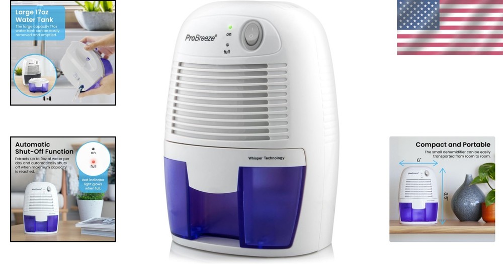 Compact Electric Dehumidifier - 215 Sq Ft Portable Humidity Control Solution