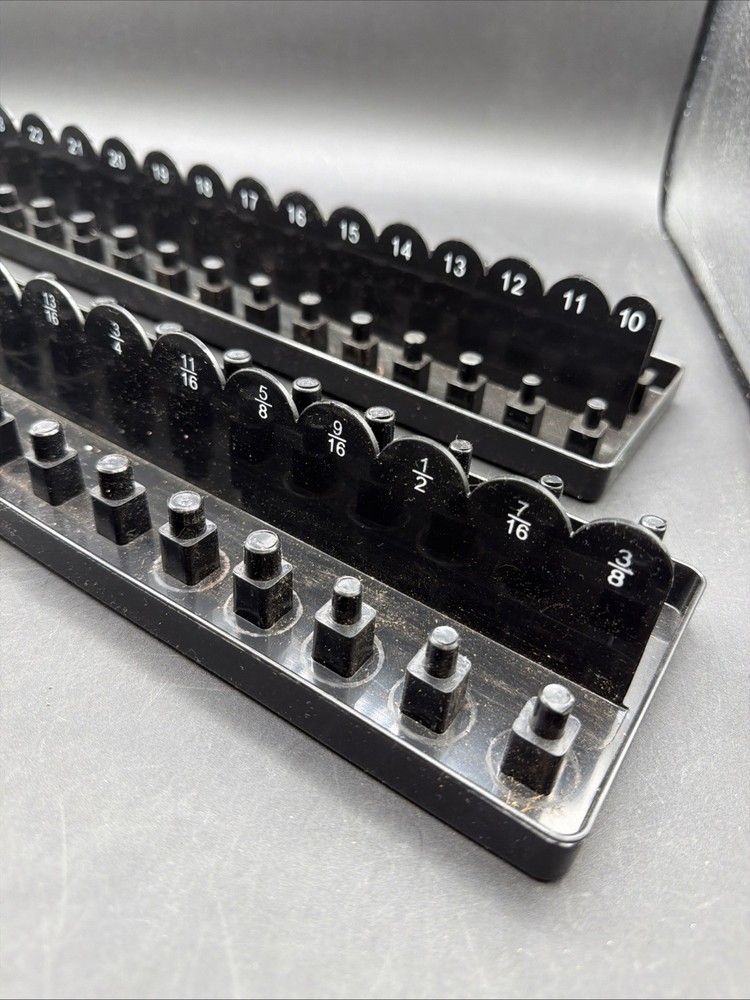 1/2" Drive SAE & Metric Socket Tray Holders - Standard & Deep Organizer Set