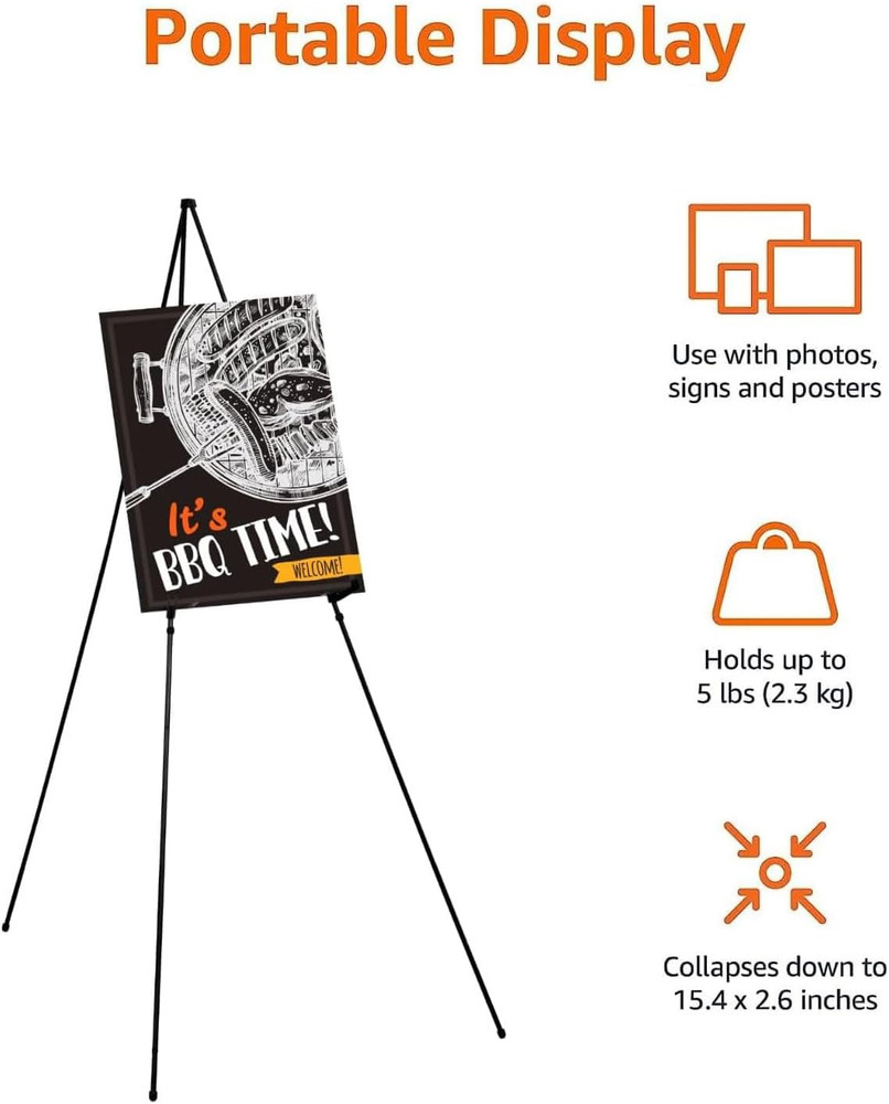 Amazon Basics Easel Display Stand, Instant Floor Poster, Lightweight, Collapsibl