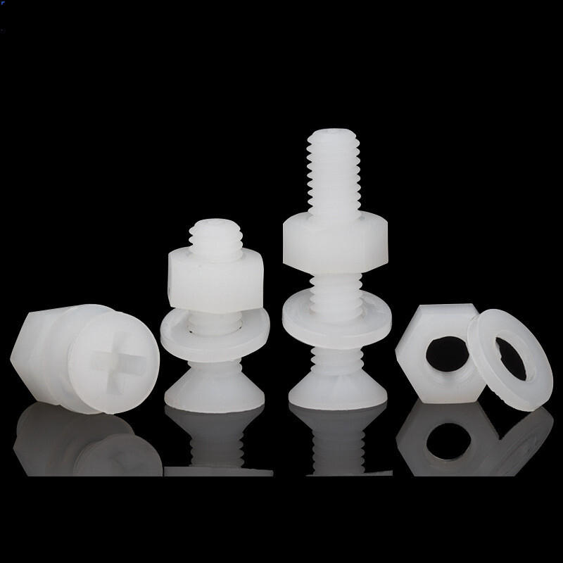 White Nylon Phillips Countersunk Flat Head Screws With Hex Nut Flat Washer
