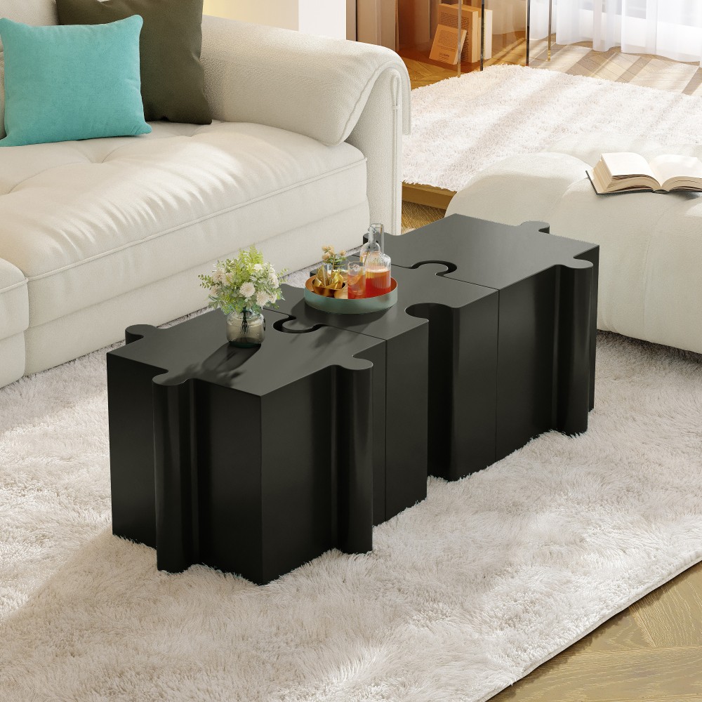 Interlocking Modular Puzzle Shape Table Set 3-Piece Side Tables